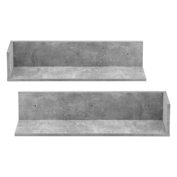 [en.casa]® Vägghylla Elverum set 2-75x16,5x16,5cm-melaminbelagd spånskiva-betongimitation-max. 8 kg