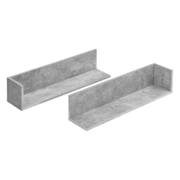 [en.casa]® Vägghylla Elverum set 2-75x16,5x16,5cm-melaminbelagd spånskiva-betongimitation-max. 8 kg