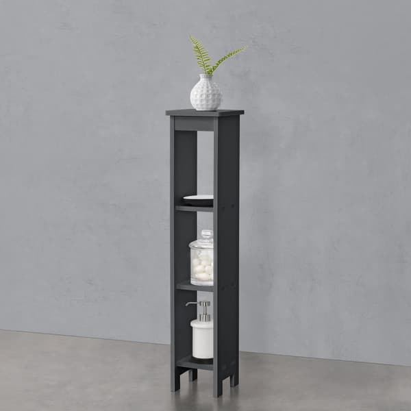 [en.casa] Hylla Arvika-80x17x17cm-WPC-mörkgrå