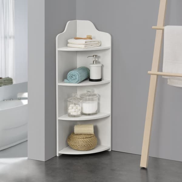 [en.casa] Hörnhylla Bjurholm-90x28x28cm-WPC-vit