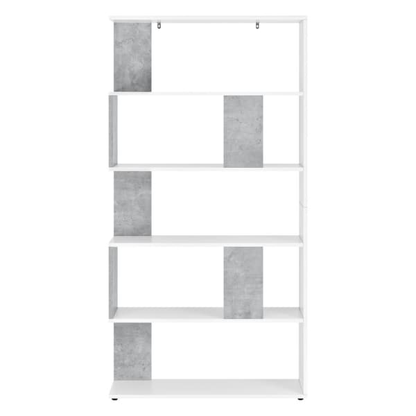 Bokhylla Aneby 159x80x23,5cm vägghängd vit betongimitation [en.casa]