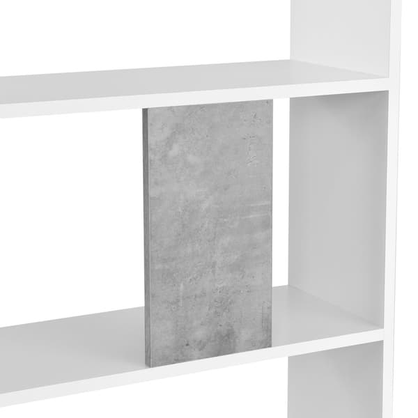 Bokhylla Aneby 159x80x23,5cm vägghängd vit betongimitation [en.casa]