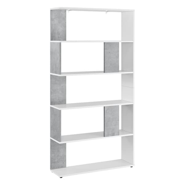Bokhylla Aneby 159x80x23,5cm vägghängd vit betongimitation [en.casa]