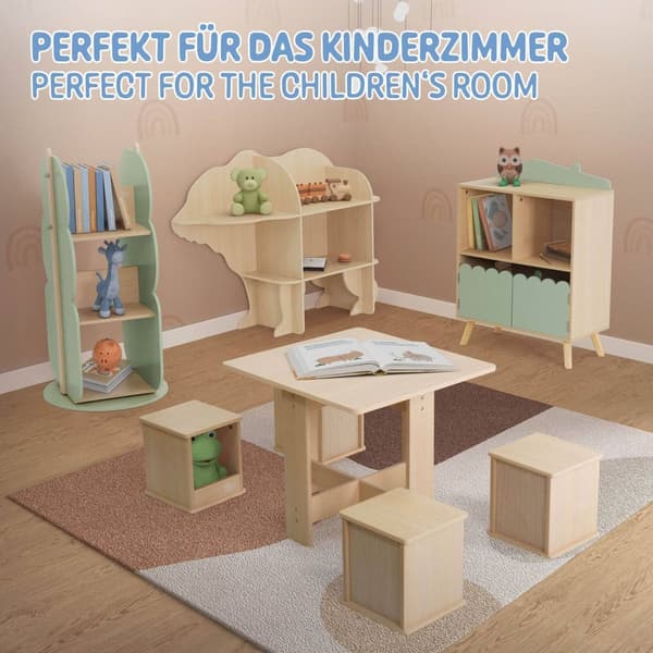 Børnereol bjørn design natur med åbne hylder Joyz