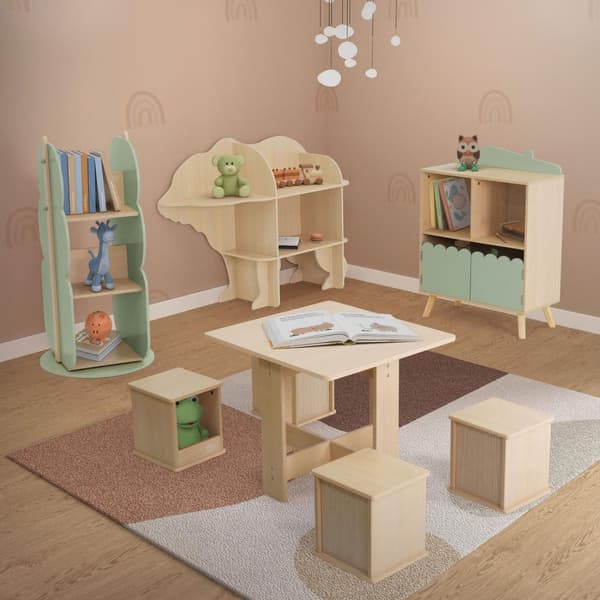 Børnereol bjørn design natur med åbne hylder Joyz