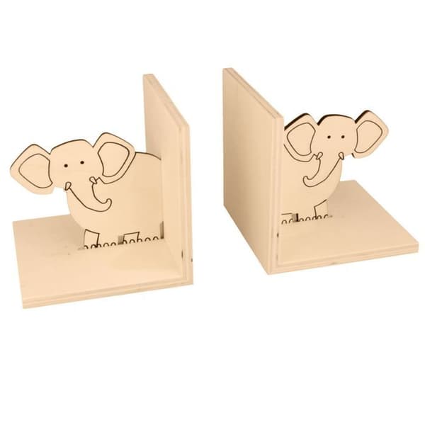 3 barnrumsdekorationer i trä - Elefant / krokodil