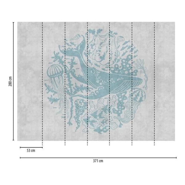 Fisk Fototapet M1-No.10325 - Tadessi - Digitaltryck - Blå - Ubåt - Barnrum - Val - Maneter