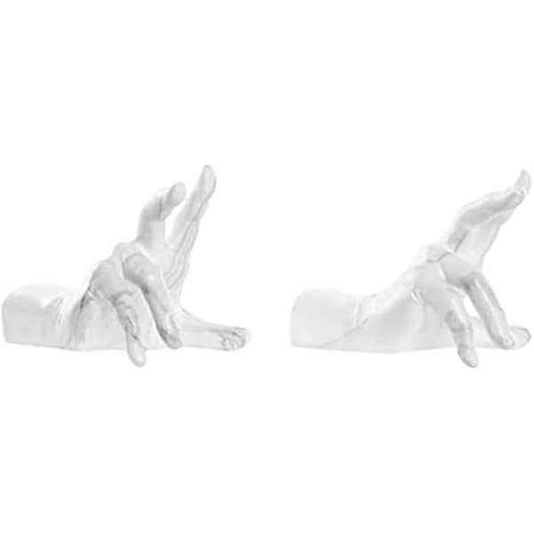Bokstöd - DKD Heminredning - Harts - Vit/Grå - Mått: 20,5x14x15,5 cm - Standard