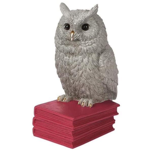 Libri_x 3D uggla bokstöd 10 x 21 x 15 cm polyresin grå/röd