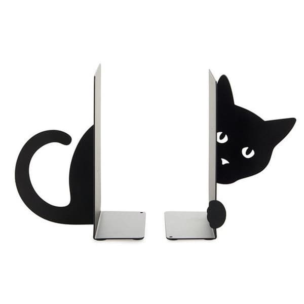 Bokstöd - Djur - Svart Katt - Metall - Svart - 13,5 cm i höjd