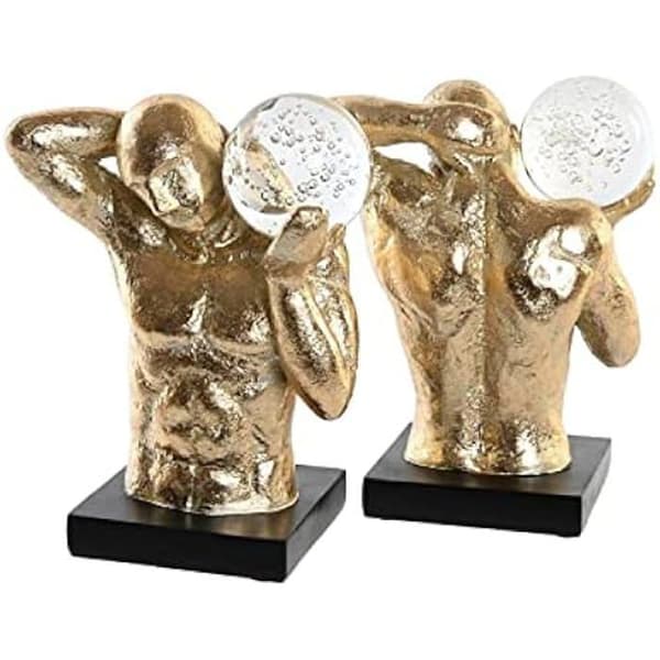 Bokstöd - DKD Heminredning - Standard - Svart och guld - Harts - 31 x 10 x 19,3 cm