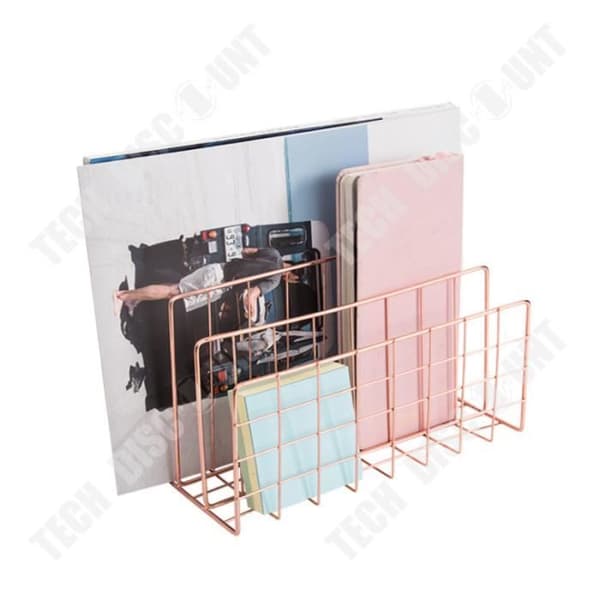 TD® Metal Iron Art Organization Rack Three Grid Desktop Bokstöd Järn Trådfaner Kontor Organizer Rack