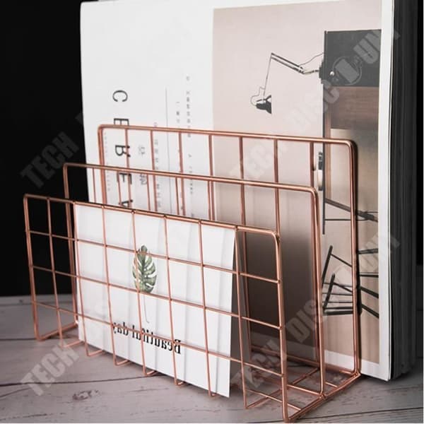 TD® Metal Iron Art Organization Rack Three Grid Desktop Bokstöd Järn Trådfaner Kontor Organizer Rack