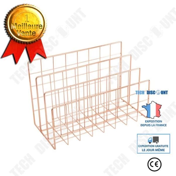 TD® Metal Iron Art Organization Rack Three Grid Desktop Bokstöd Järn Trådfaner Kontor Organizer Rack