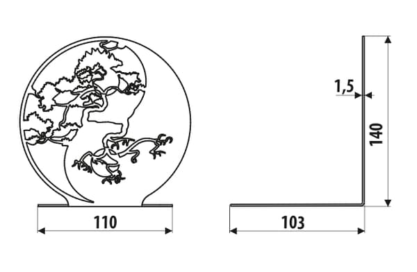 AD208 Stöd, YIN-YANG, Strukturerad Svart