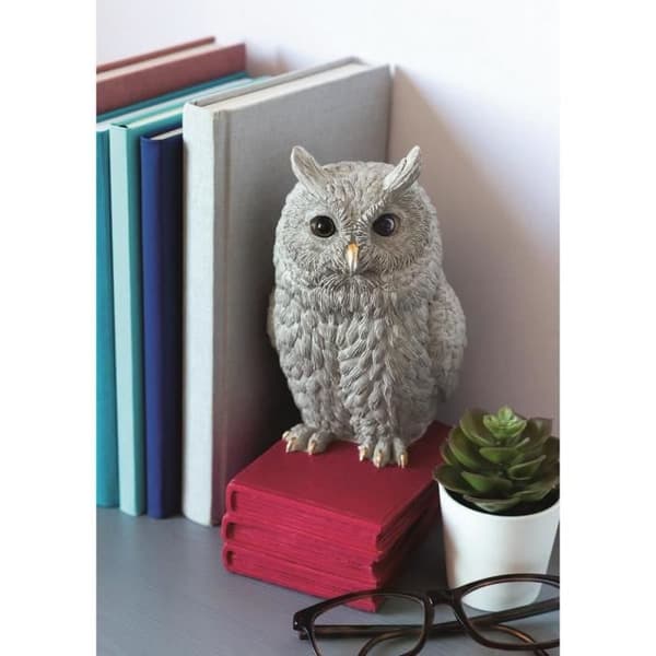 Libri_x 3D uggla bokstöd 10 x 21 x 15 cm polyresin grå/röd