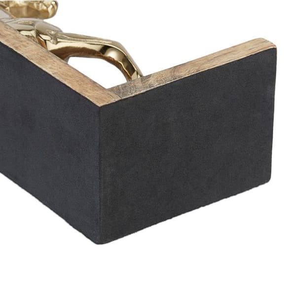 Relaxdays Bokstöd i 2 delar, varje prydd med en häst, elegant design, H x B x D: 26,5 x 9 x 13 cm, natur/guld