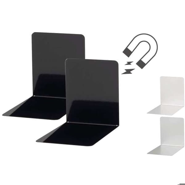 Bokstöd - Metallisk - Svart - 14 x 12 x 14 cm - Magnetisk - Oförstörbar i thermolackerat stål