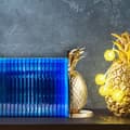 Miniatyrbild 5 av 6: Relaxdays Trendiga bokstöd i form av ananas, 2 stycken, metall, H x B x D: 21 x 8 x 13 cm, för hylla, guld.