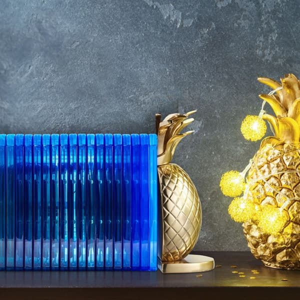 Relaxdays Trendiga bokstöd i form av ananas, 2 stycken, metall, H x B x D: 21 x 8 x 13 cm, för hylla, guld.