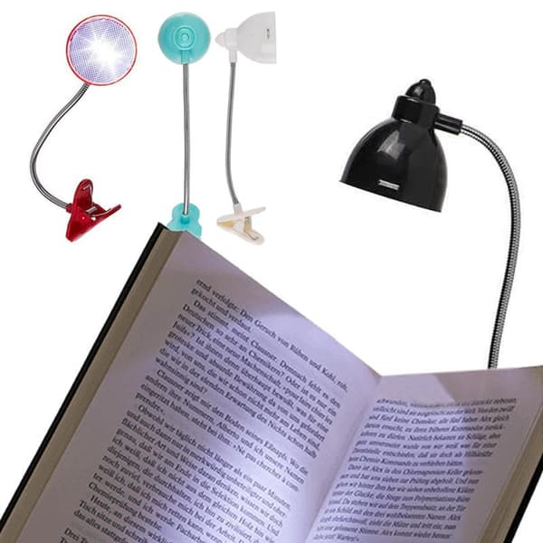 Boglampe - Læselampe / LED-lampe med Klemme - Lampe til Bog