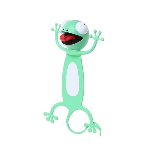 Bokmärke i form av ett humoristiskt och roligt 3D-geckodjur