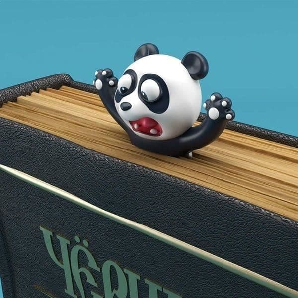 Humoristiskt och roligt djur 3D krossad panda bokmärke