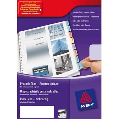 Klistikflik - AVERY - Paket med 4 ark - Återanvändbar och tryckbar - Blandade färger