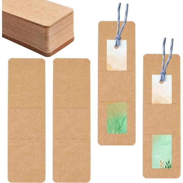 60 st Bokmärke 150X45Mm Gör-det-själv-harts bokmärkeshållare Kraft Bokmärkesärmar Blanka displaykort Presentaskar[u581]