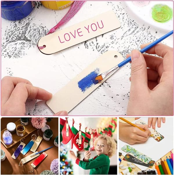 Puiset kirjanmerkit DIY 50 kpl Vaneri lahjalaput