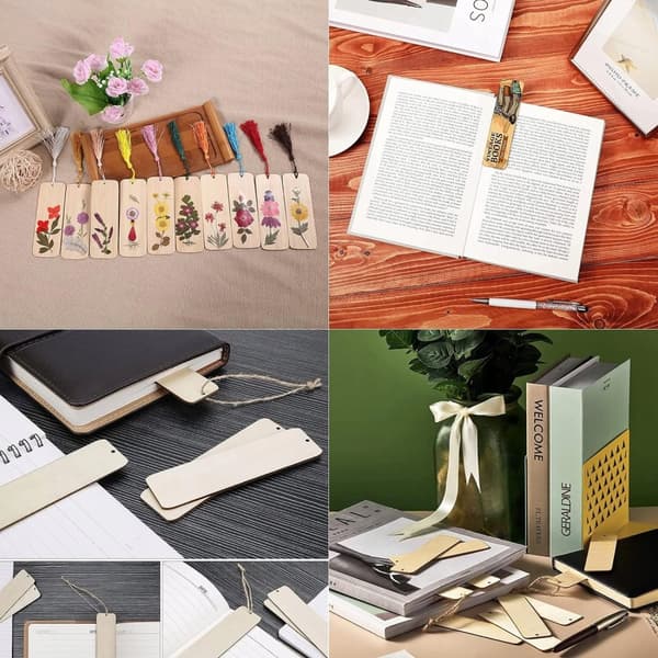Puiset kirjanmerkit DIY 50 kpl Vaneri lahjalaput
