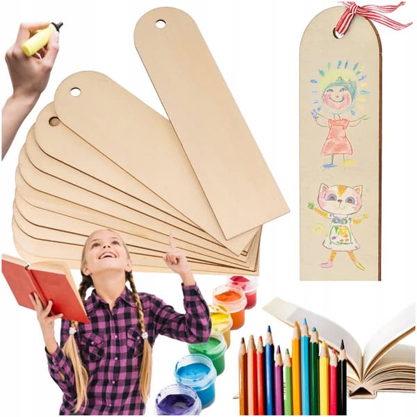 Puiset kirjanmerkit DIY 50 kpl Vaneri lahjalaput