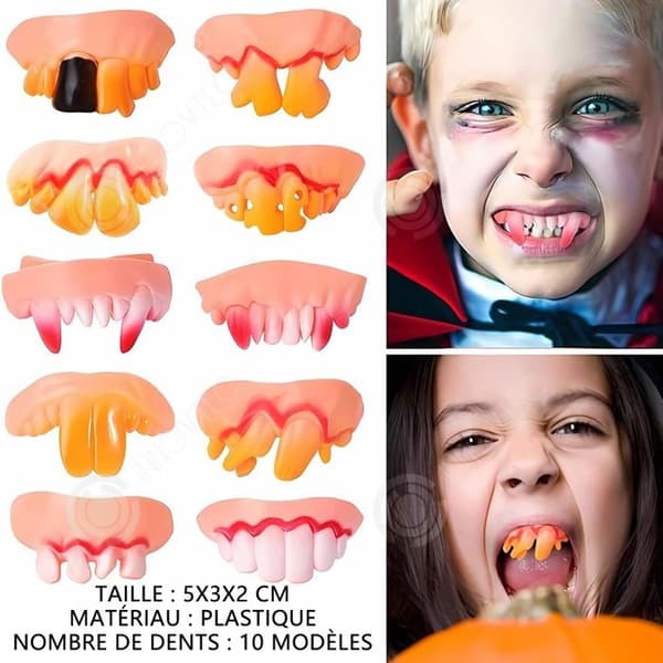 INN Vampyrtänder 10 modeller 5x3x2cm Halloween Demon Tänder för Halloween Makeup Rekvisita Christmas Vampi Tooth