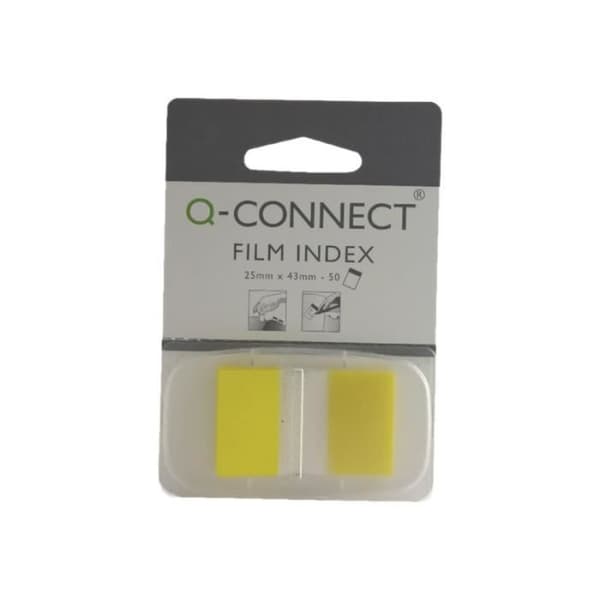 Q-CONNECT Film Index Bokmärke 25 x 43 mm 50 ark ljusgul