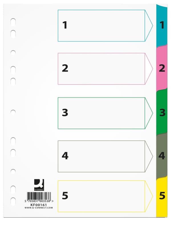 A4 pahvinjakaja Q - Yhdistä Mylar Indexed 1-5 /5 Cards/ KF00161