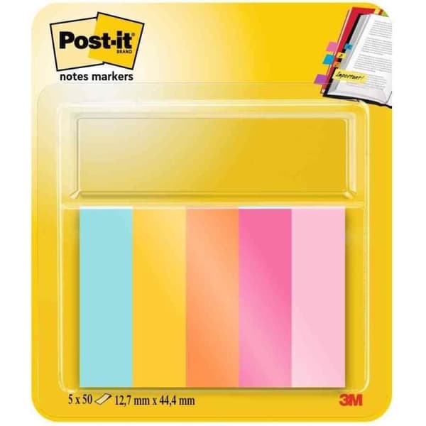 Bokmärke - POST-IT - Beachside - 12,7 x 44,4 mm - 5 x 50 stycken - Diverse färger