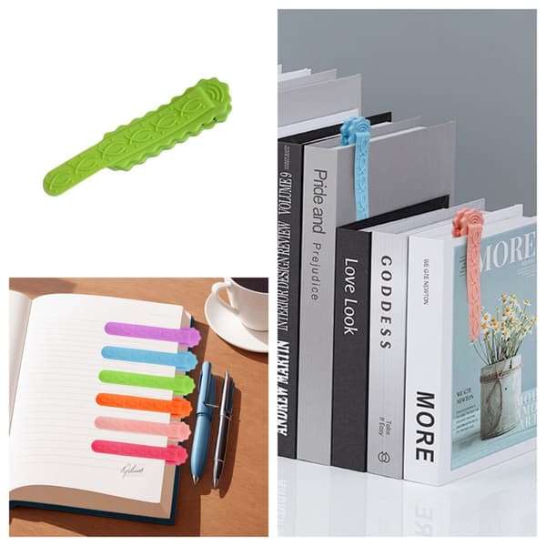 INF Sæt med 2 minimalistiske silikonebogmærker Grøn