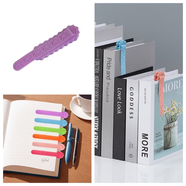INF Set med 2 minimalistiska bokmärken i silikon Lila