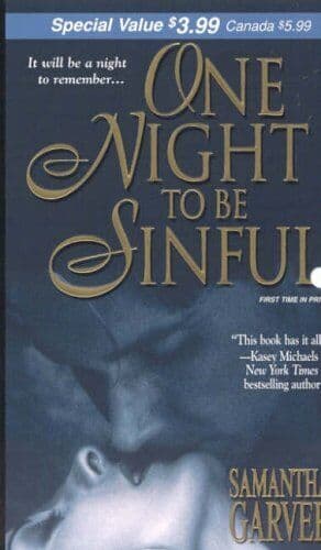 One Night to be Sinful (Zebra Debut) by Garver, Samantha Paperback Book Pre-Owned English