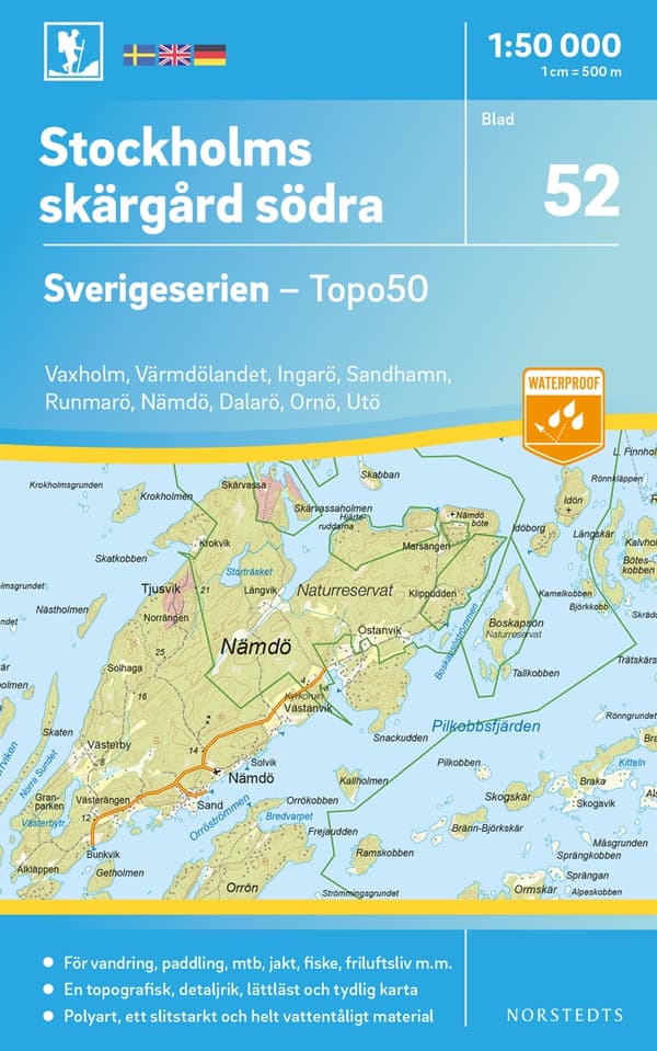 52 Stockholms Skärgård Södra Sverigeserien Topo50 - Skala 1-50 000 (Karta)
