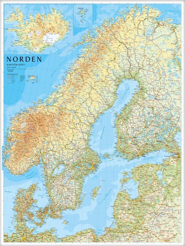 Norden Väggkarta 1-2m, Miljö I Papptub, Kartförlaget (Karta)