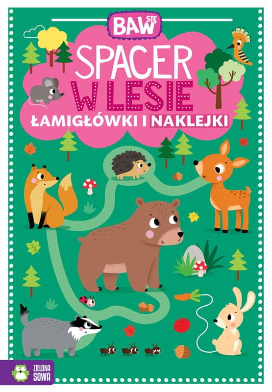 Pidä hauskaa. Kävely metsässä. Palapelejä ja tarroja