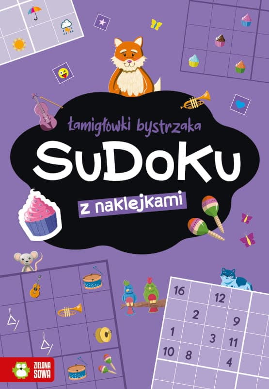 Hjärngymnastik. Sudoku med klistermärken, Grön Uggla