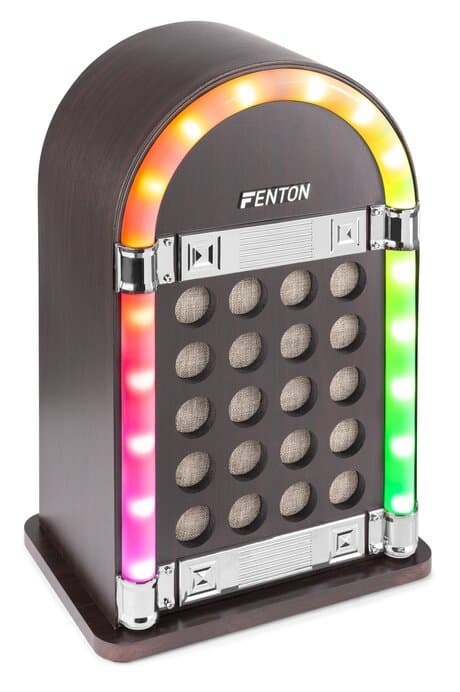 Fenton JKB40 Jukebox i Vintage, med LED-ljus bordsplacerad