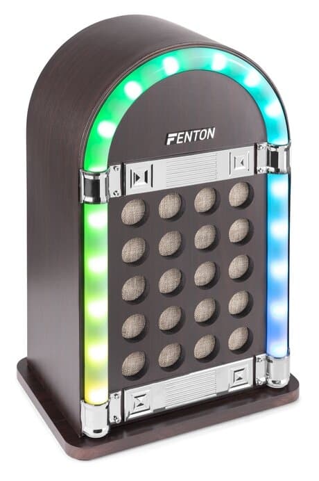 Fenton JKB40 Jukebox i Vintage, med LED-ljus bordsplacerad