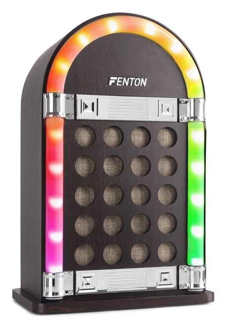 Fenton JKB40 Jukebox i Vintage, med LED-ljus bordsplacerad