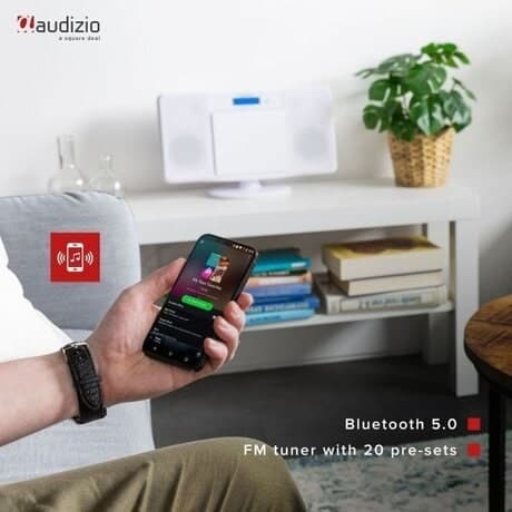 Audizio Nimes Bluetooth stereoset med CD-spelare, USB mp3-spelare och radio - 50W - Vit