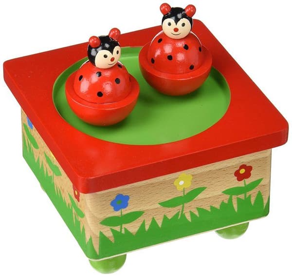 ULYSSE 1127 speldosa för baby - nyckelpiga magnetiska tecken - Mozart vaggvisa
