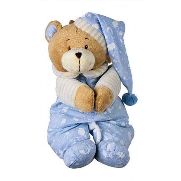 Mjuk nalle med speldosa - Blå - Barn - H23cm - God natt