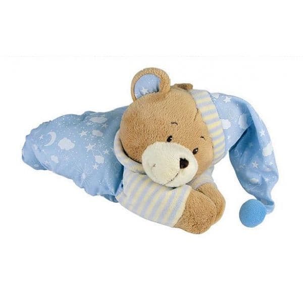 Mjuk nalle med speldosa - Blå - Barn - H23cm - God natt